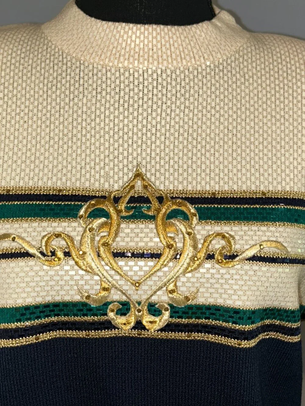St. John Evening Marie Gray Santana Knit Sequin Embellished Sweater, Ladie's 12